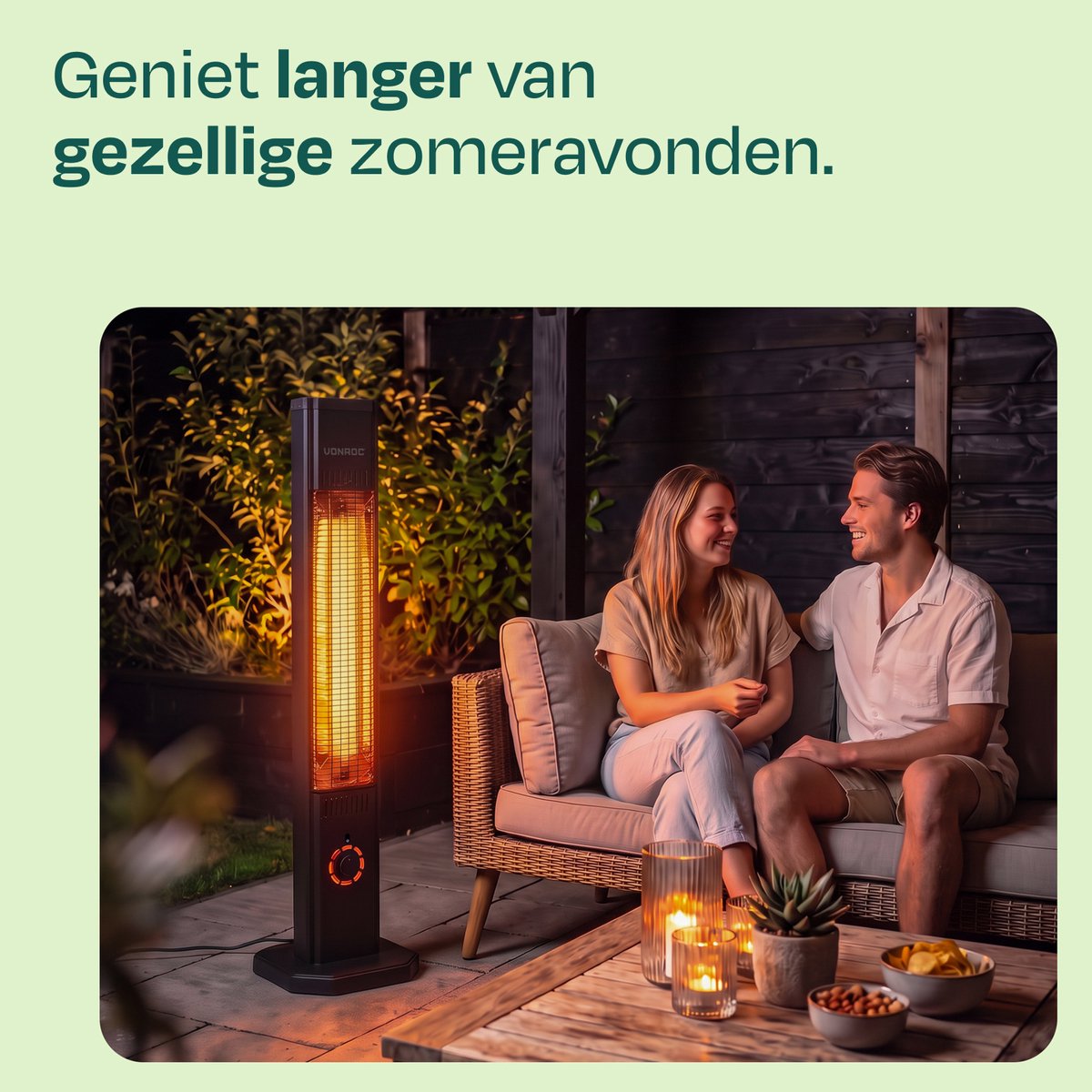 VONROC Staande Terrasverwarmer Lipari 2000W – Patio heater - Carbon infrarood verwarmingselement - Incl. afstandsbediening – foto 4