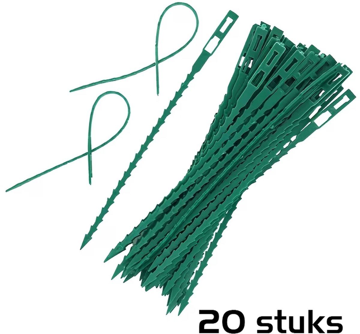 DW4Trading Herbruikbare Verstelbare Plantenbinders 20 Stuks 17 cm Groen - Kabelbinders