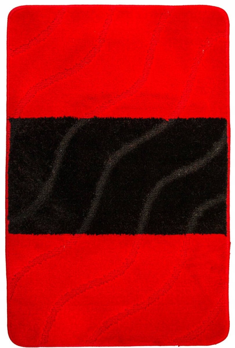 Badkamermat Fiori Rood Zwart Gestreept Goudvend 50x80 cm Antislip