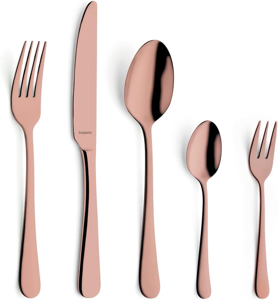 Bestekset 30-delig - PVD eetbestek voor 6 personen - modern design - hoogglans roestvrij staal - Kuppels