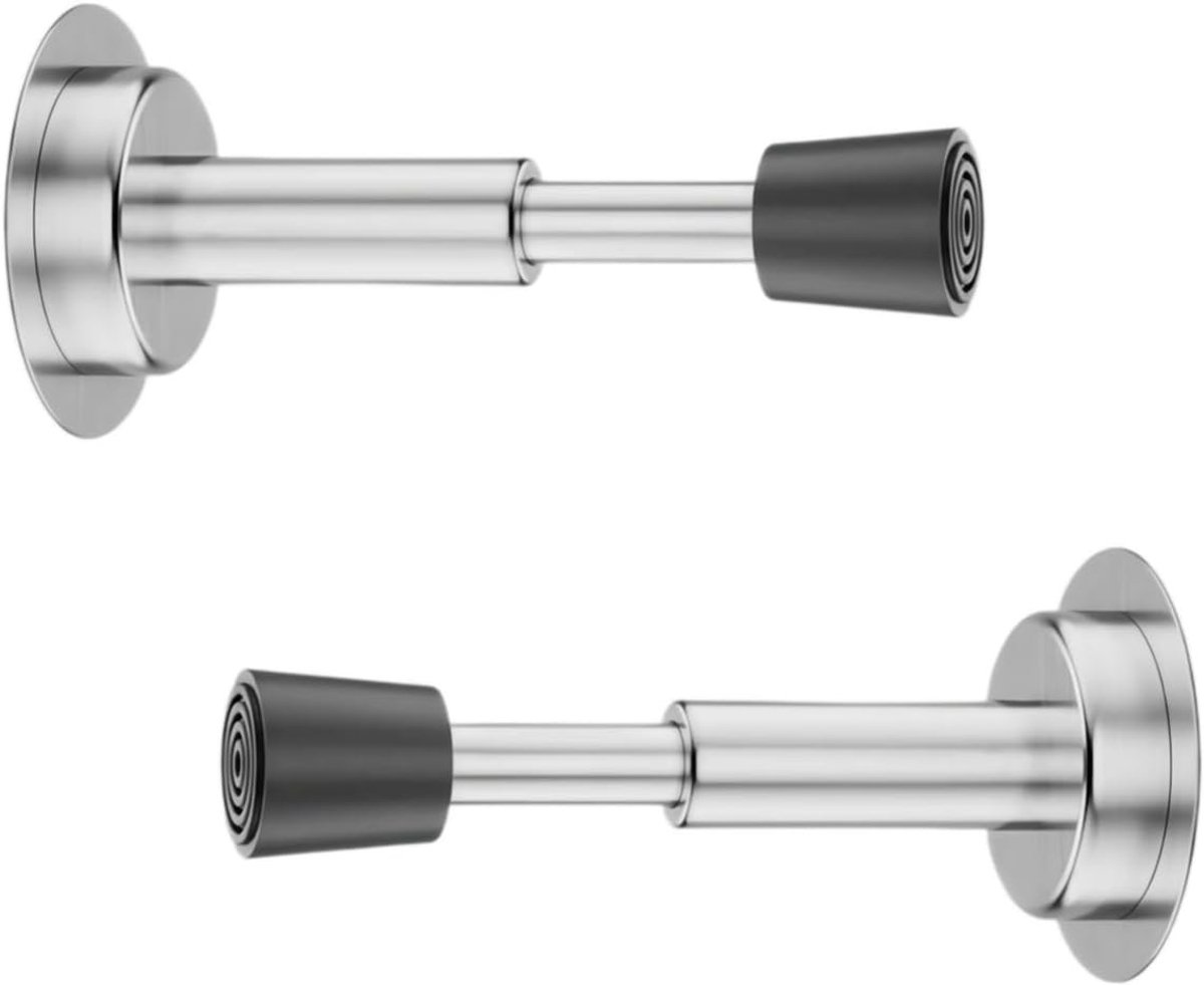 Wanddeurstopper - Zilver - 2 stuks - Roestvrij Staal met Rubber Bumper - Voor Wandbescherming
