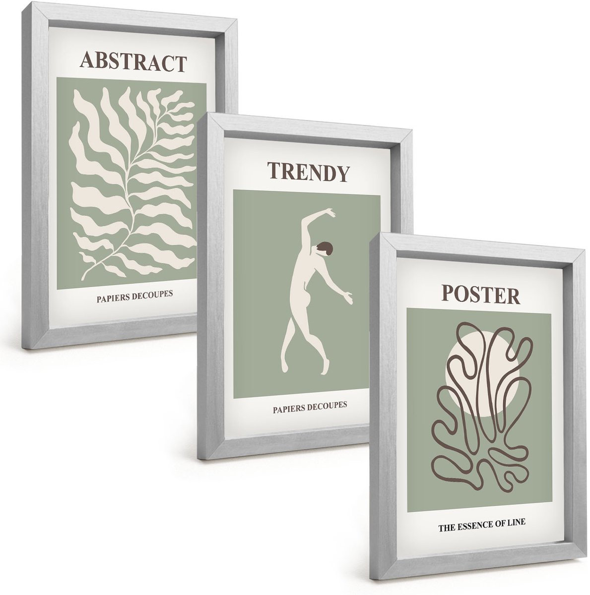Tulup 4-Delige Schilderij Set - Plantenpatronen in groene tinten van Henri Matisse - 20 x 30 cm - Stijlvolle Muurdecoratie - Slaapkamer - Woonkamer Decoratie