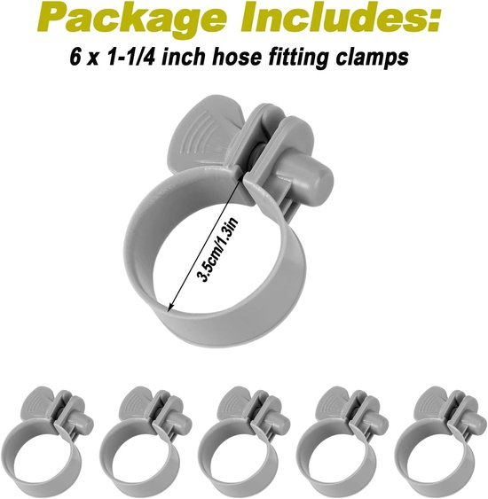 6 stuks - Slangklemmen - Slangklemmen zwembad - 32-38 mm - Slangklem ring - Kunststof - voor bevestiging zwembadslang, lekvrije slangverbinding — afbeelding 2
