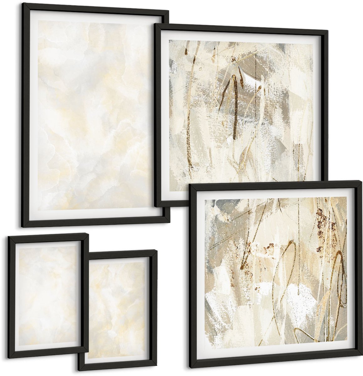 Tulup 4-Delige Schilderij Set - Heldere texturen, penseelstreken en design. - 50 x 50 cm, 20 x 30 cm en 40 x 60 cm - Wanddecoratie - Muurdecoratie - Woonkamer - Moderne Wanddecoratie