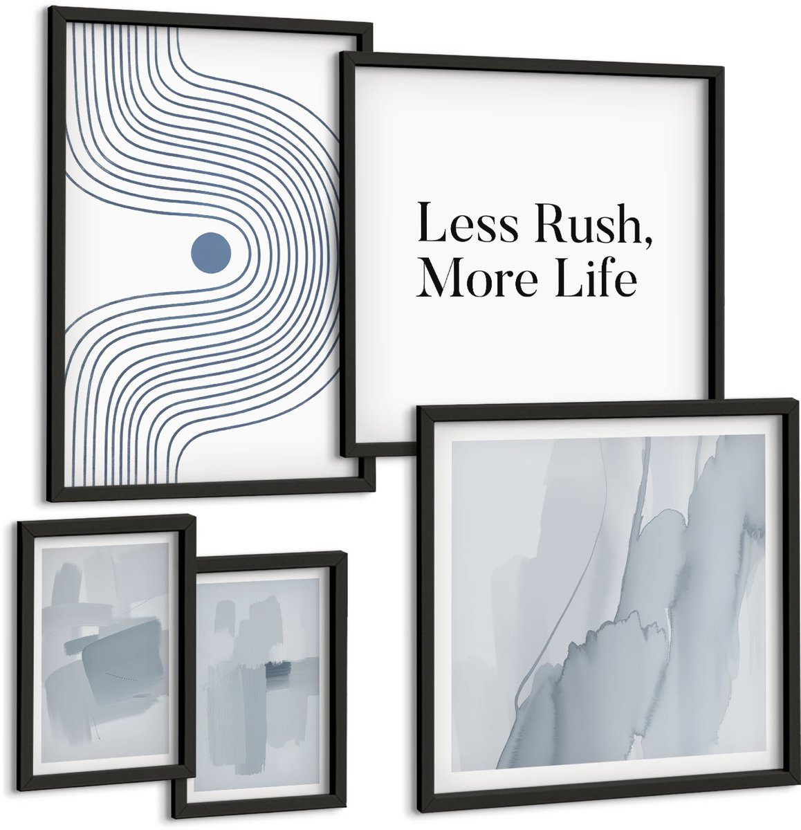 Tulup 4-Delige Schilderij Set - Moderne abstracte grafische vormgeving met een minimalistische boodschap. - 50 x 50 cm, 20 x 30 cm en 40 x 60 cm - Wanddecoratie - Muurdecoratie - Woonkamer - Woonkamer Decoratie