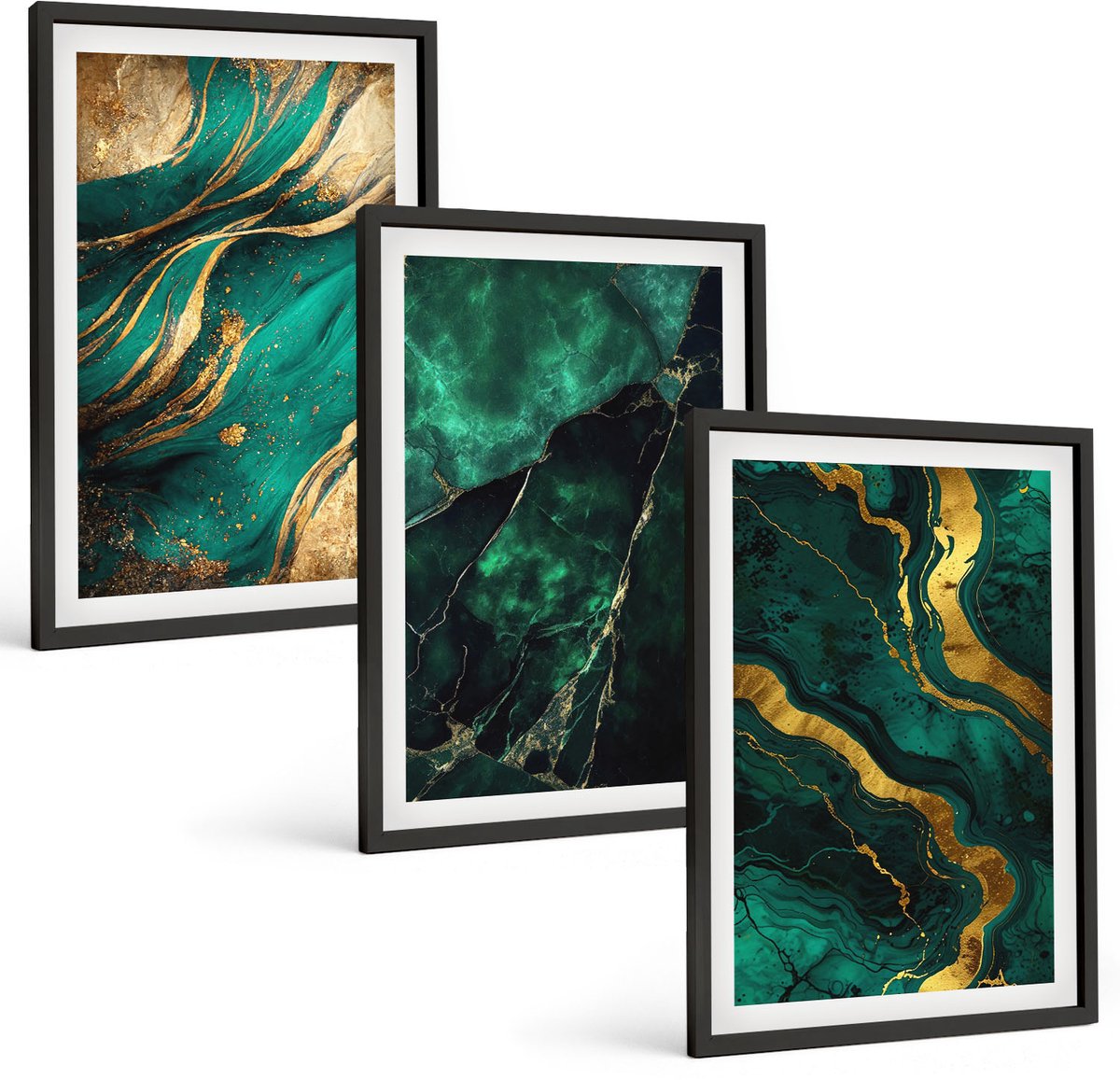 Tulup 4-Delige Schilderij Set - Elegante abstracte steenpatronen - 40 x 60 cm - Moderne Wanddecoratie - Woonkamer