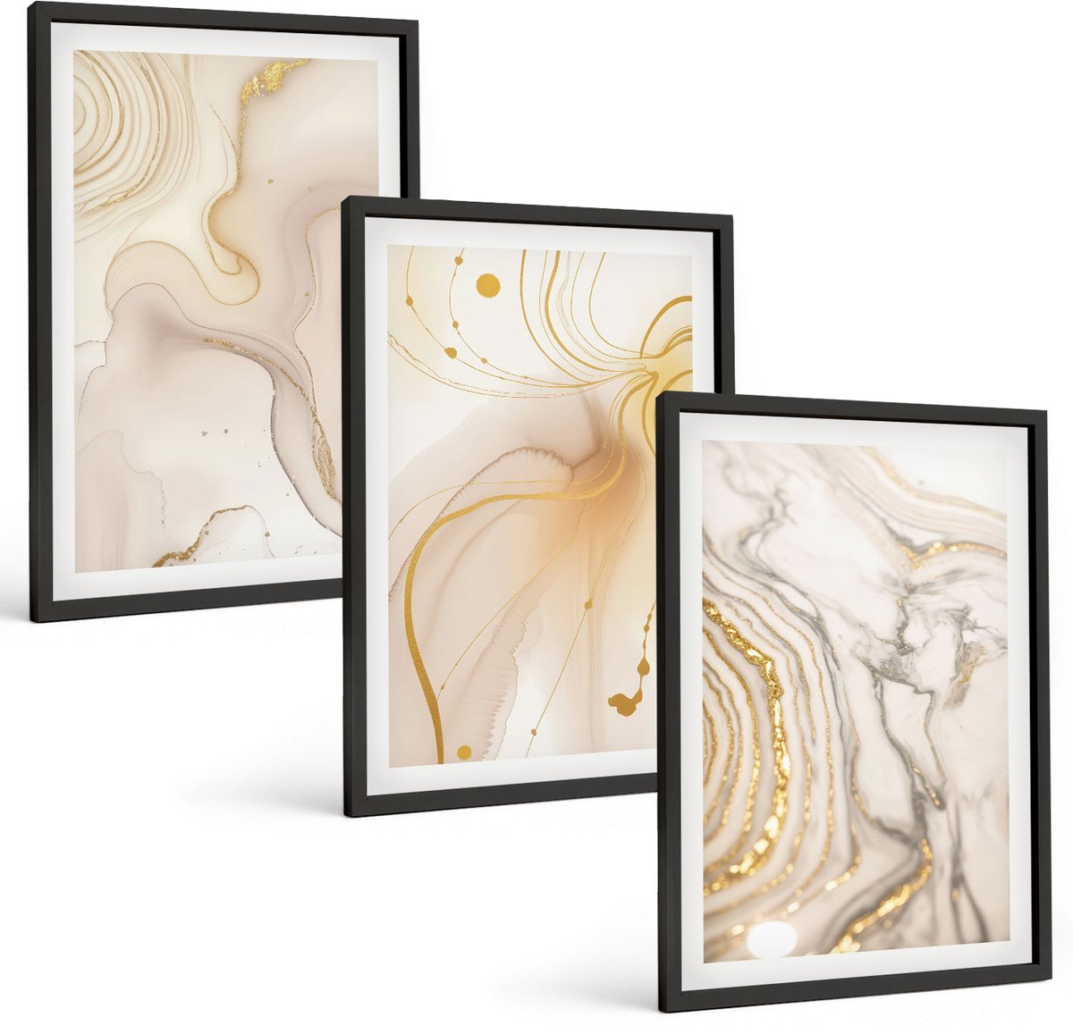 Tulup 4-Delige Schilderij Set - Subtiele abstracte verfspatpatronen - 40 x 60 cm - Wanddecoratie - Schilderijen Set - Kantoor - Moderne Wanddecoratie