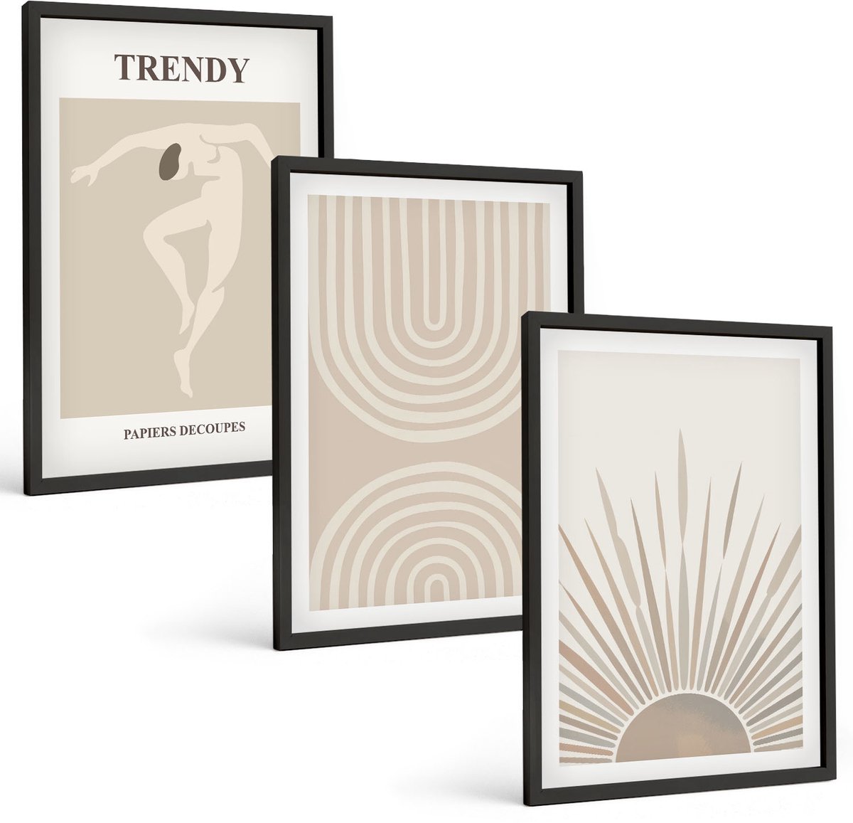 Tulup 4-Delige Schilderij Set - Pastelposters, modieuze boho-abstracties - 40 x 60 cm - Moderne Wanddecoratie - Slaapkamer - Interieur Decoratie