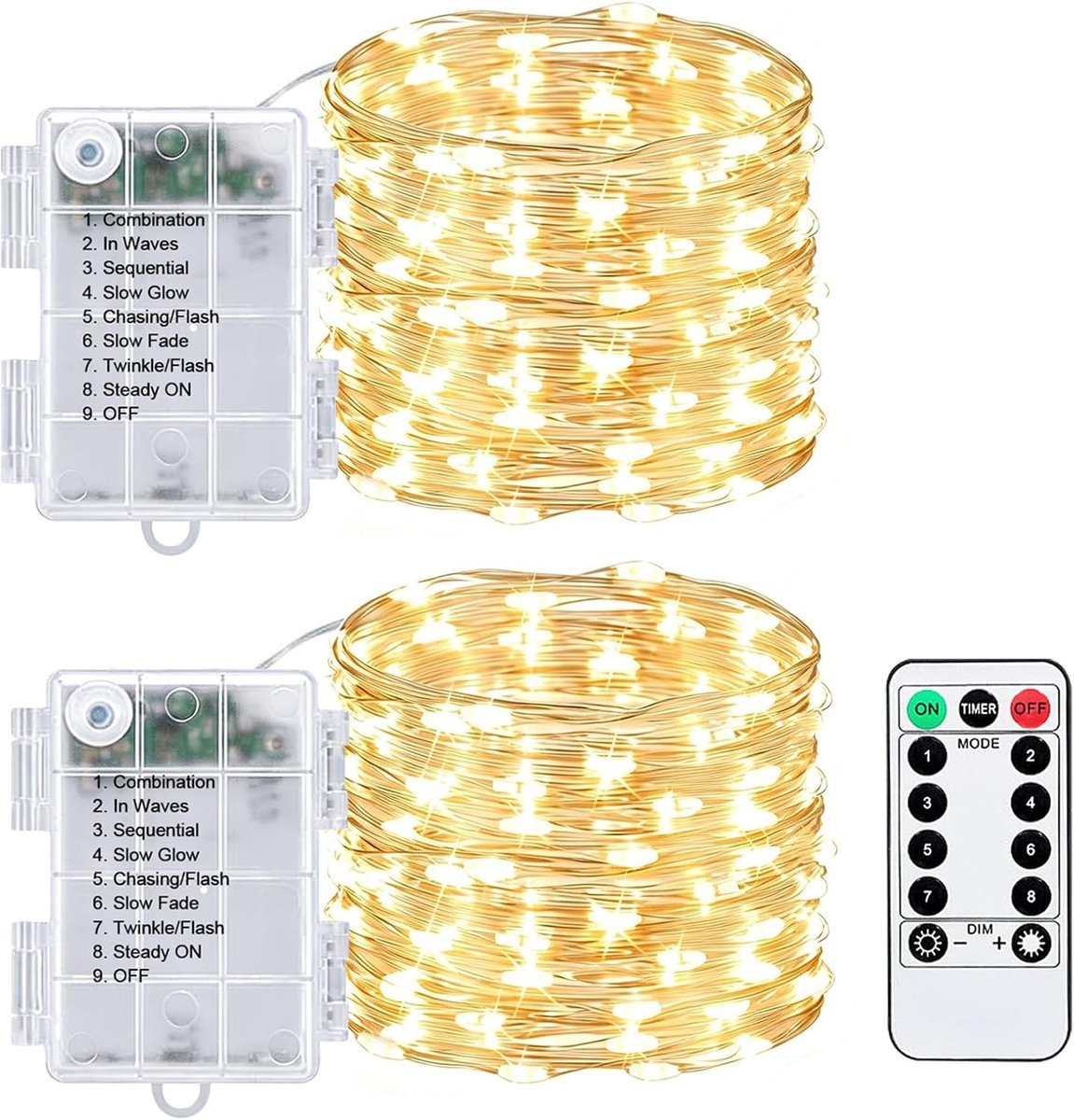 Micro Lichtketting op Batterijen - Zilver - 10 m - 100 LEDs Warm Wit - Voor Binnen en Buiten Decoratie