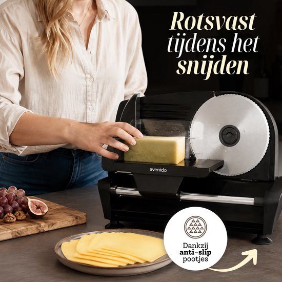 Avenido™ - Elektrische RVS Snijmachine - Ø19CM - Snijdikte 0-15MM - Allessnijder - Broodsnijmachine - Vleeswaren Snijmachine Kaassnijmachine Elektrisch - Food Slicer van Avenido — afbeelding 5