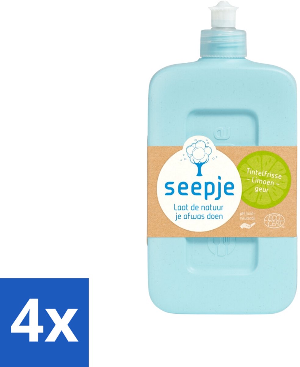 Seepje - Afwasmiddel - Milieuvriendelijk - Tintelfrisse Limoen Geur - 500 ml - Voordeelverpakking - 4 stuks