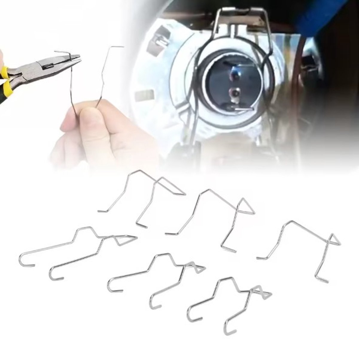TLVX Auto Lamp Haakjes 6 stuks / Haakje om H1, H3, H4, H7 Autolampen vast te zetten Dimlicht Grootlicht / Buigzaam / Universeel / LED / Xenon / Halogeen lamp vastzetten / Lamp haakje laten vallen in koplamp of motorruimte / Bulb holder / Lamp houder