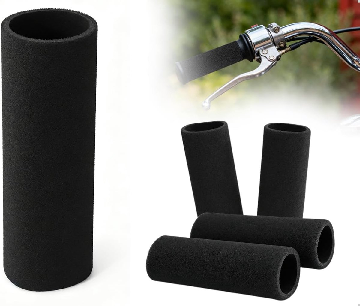 Motorgreepafdekkingen 32-37 mm - anti-trillingsschuimrubber - comfortabele grip - set van 4 stuks - ShopVlot