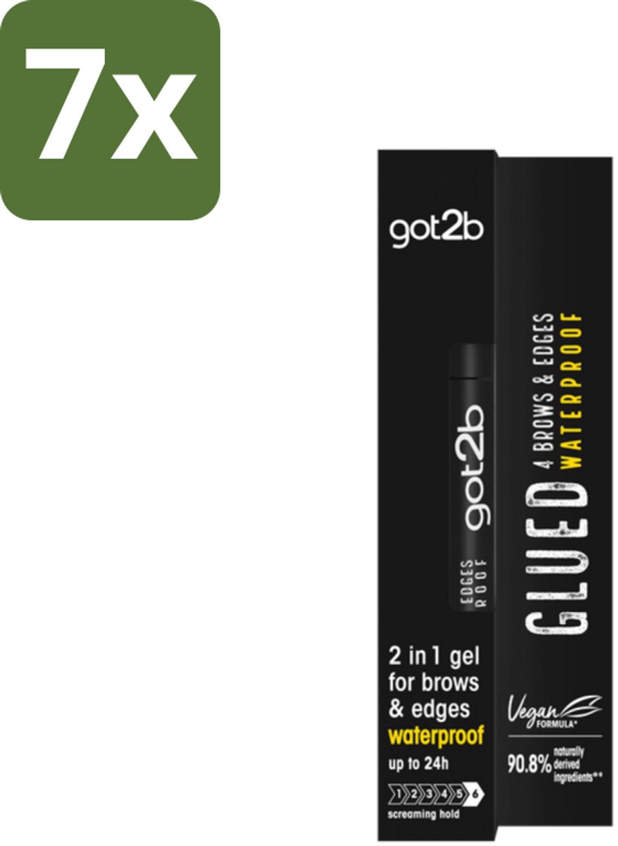 Got2B - Wenkbrauwgel - 4 Brows & Edges Waterproof Transparant - 16 ml - Bulkverpakking - 7 stuks