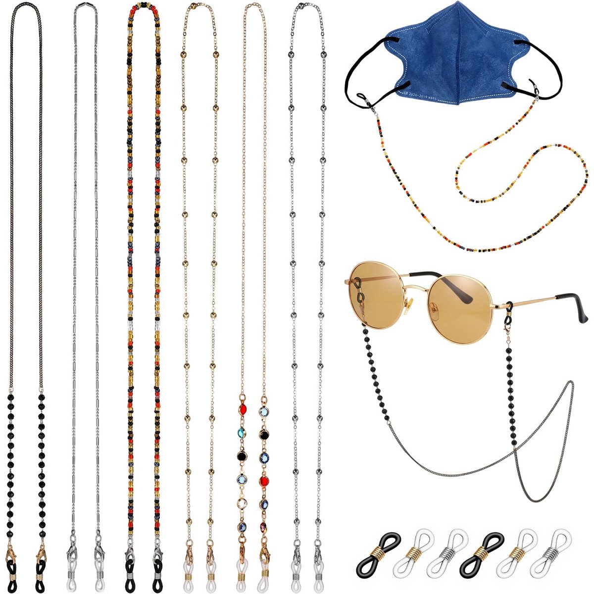 brillenketting 6 stuks - modieuze parelketting - dunne ontwerp - ideaal voor brillen en zonnebrillen - ShopVlot