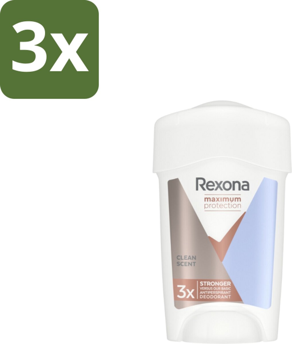 Rexona - Deodorant Stick - Women Maximum Protection Clean Scent - Anti-transpirant - 45 ml - Bulkverpakking - 3 stuks