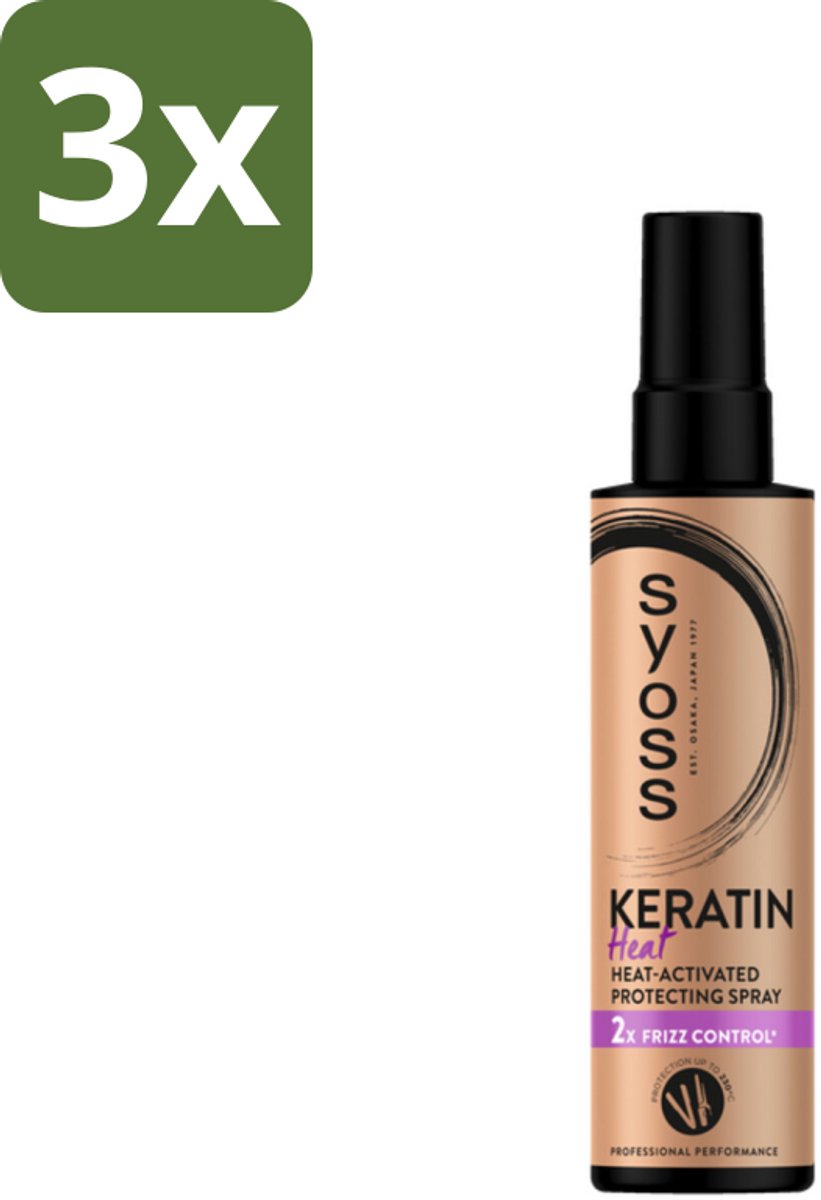Syoss - Keratin - Heatprotection Spray - Tot 220°C Bescherming - 200 ml - Bulkverpakking - 3 stuks