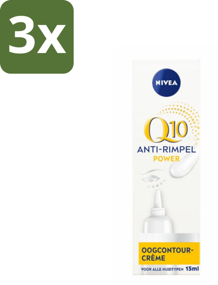 NIVEA - Oogcrème - Q10 POWER - Tegen donkere kringen & rimpels - Voor alle huidtypen - Met Q10 & Creatine - 15 ml - Bulkverpakking - 3 stuks