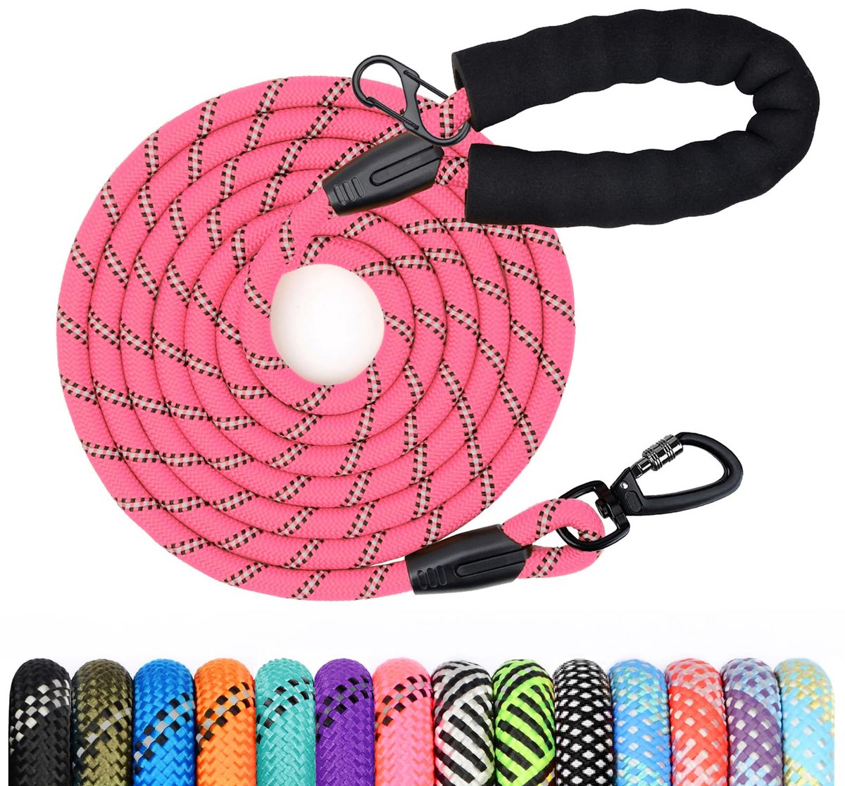 Hondenriem 1,2 m/1,5 m/2 m/3 m/5 m/10 m/15 m/20 m/30 m - lange riem met gevoerde handgreep - ShopVlot