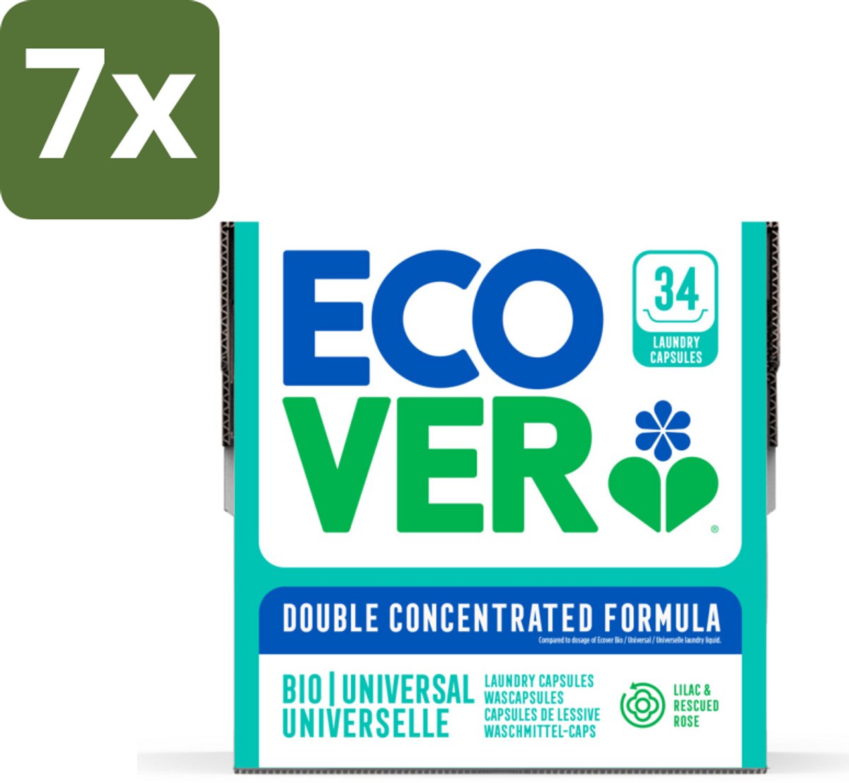 Ecover - Waspods - Universeel - Geconcentreerde formule - 34 wasbeurten - Bulkverpakking - 7 stuks