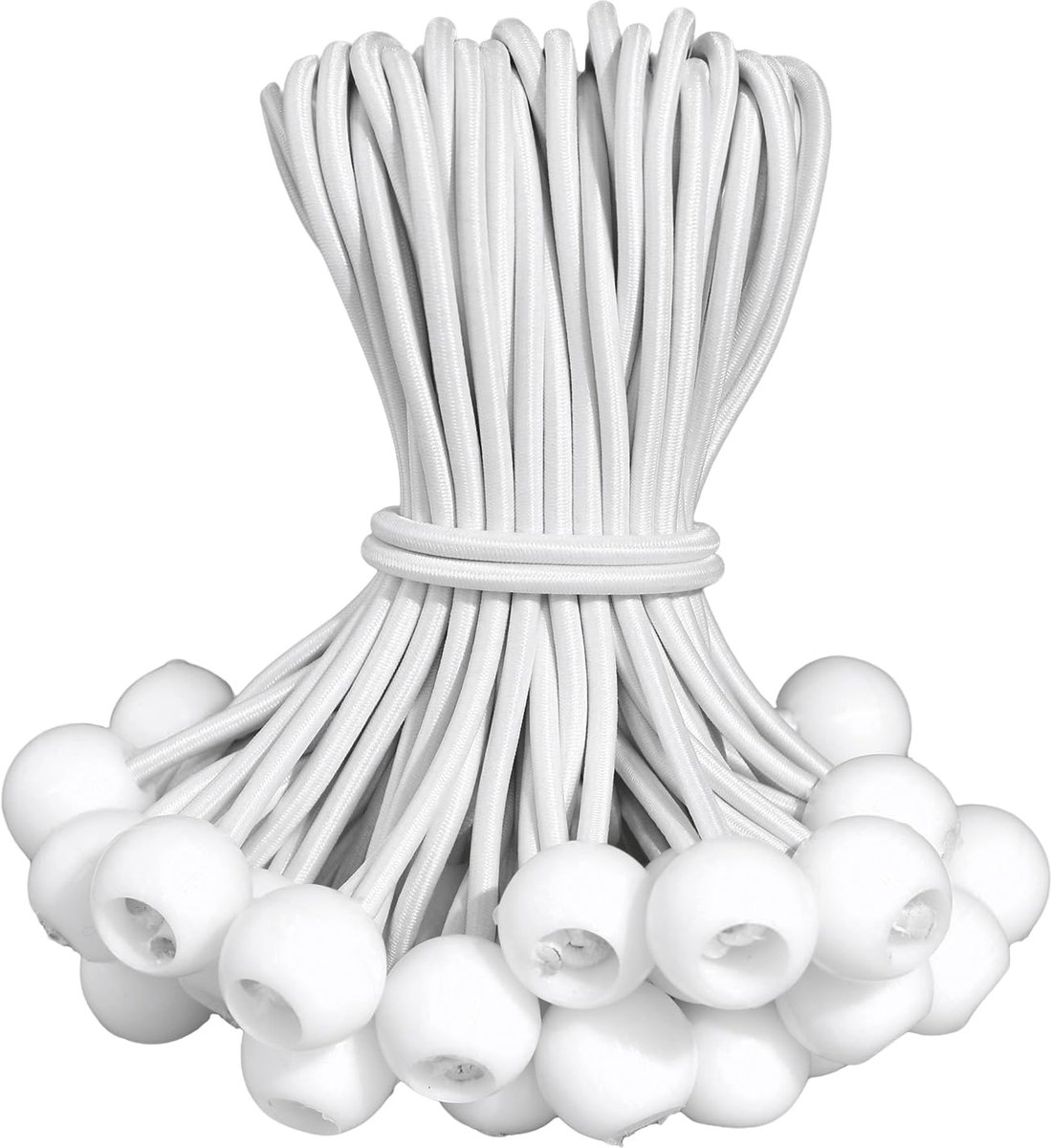 Spanndeksels met bolletjes 12 stuks 15 cm elastisch wit