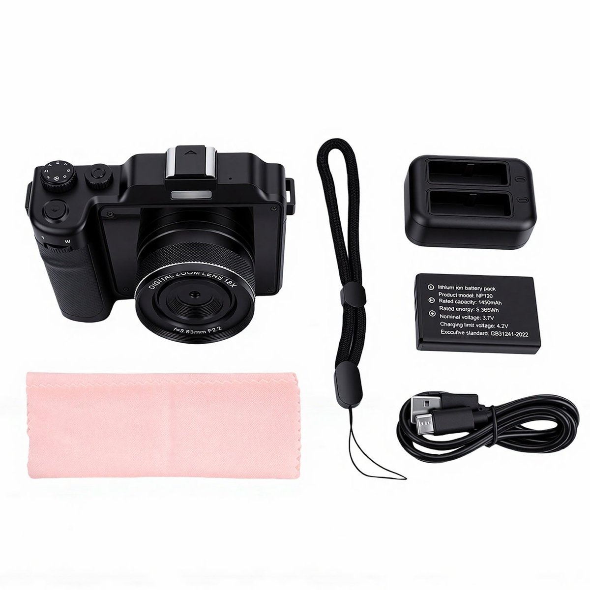 Digitale camera 100 MP - dubbele lens met 18x zoom - 6 assen stabilisatie - ideaal voor haarscherpe foto's - ShopVlot