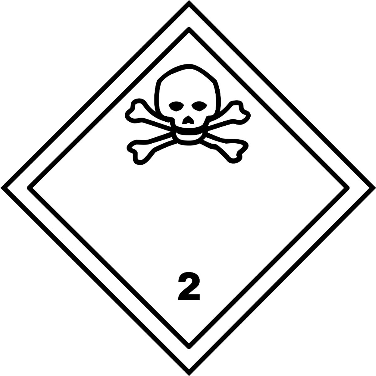 ADR 2.3 sticker giftig gas 200x200 mm - vinyl - gevaarsetiket