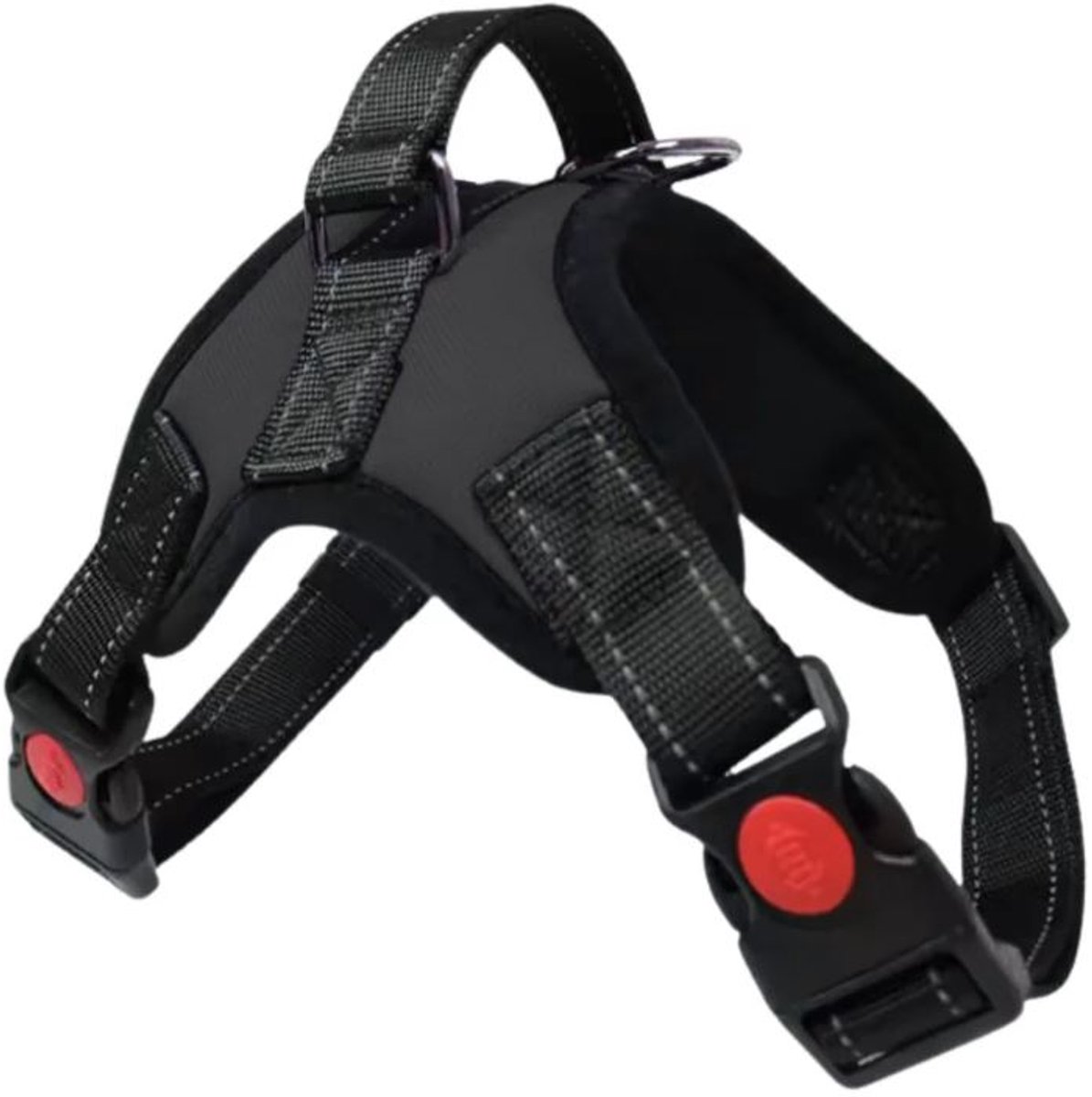 Hondentuigje anti-trek - Hondenharnas - Tuigje voor hond - Reflecterend harnas - Dog harness - Zwart - Nylon - Maat L - Jonyx
