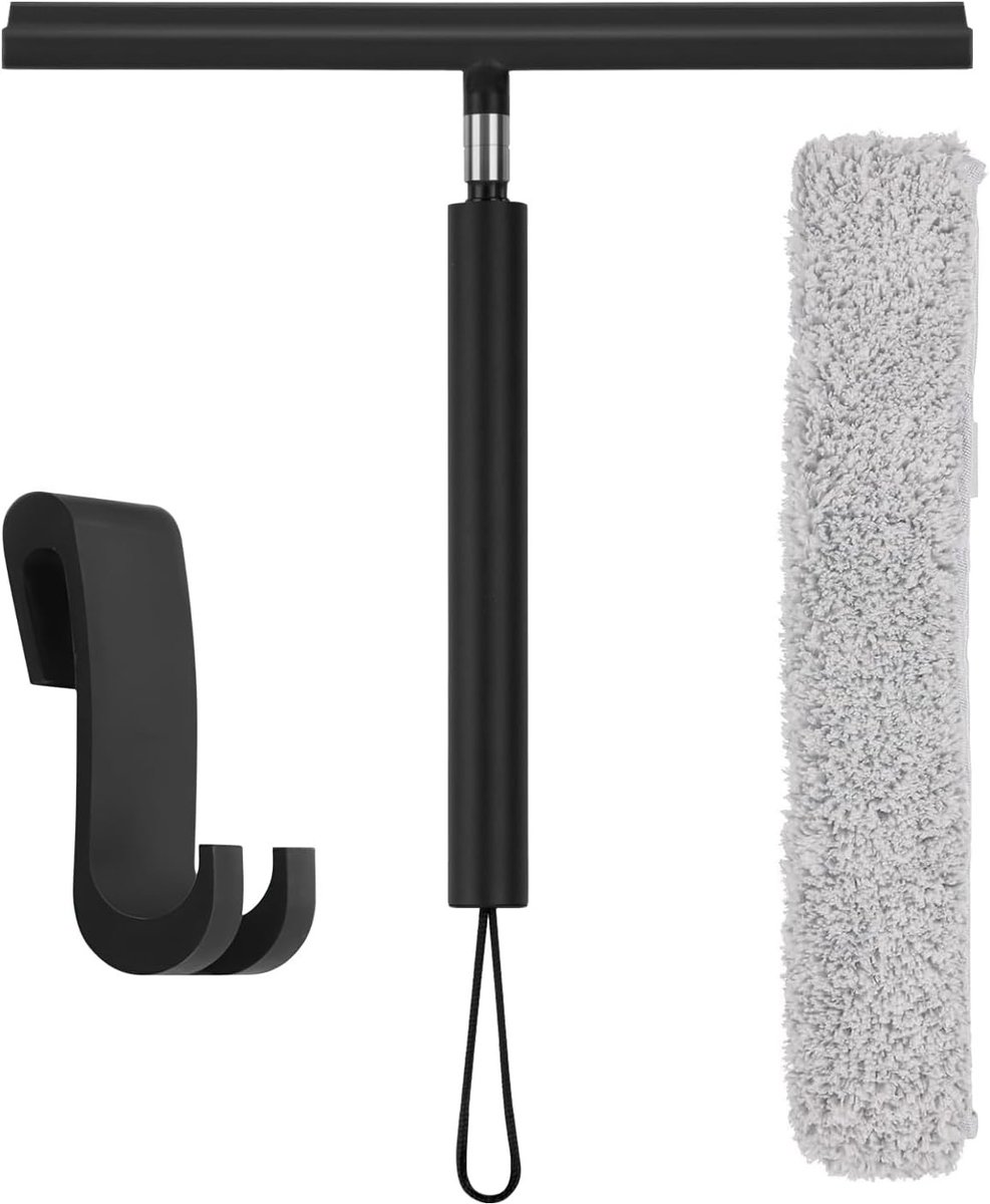 Douchewisser met Telescoopstang - Zwart - 30-120 cm - Multifunctionele Vloertrekker voor Badkamer en Ramen