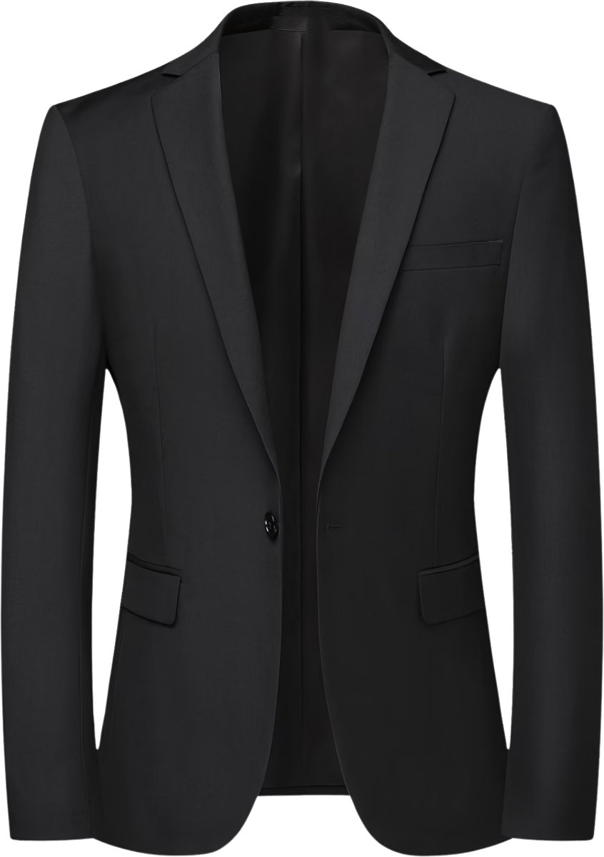 Currero 3 Delig Herenpak Met Overhemd - Suit 2 Delig - Tailored Fit Kostuum - Business Pak - Trouwpak - Smoking - Tuxedo Stijl - Bruiloft, Kantoor & Feest - Zwart XS