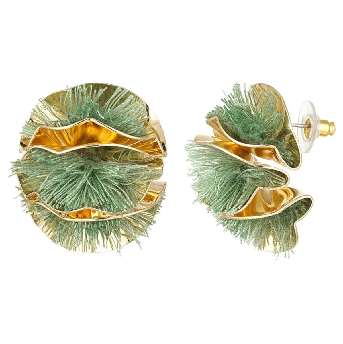 Yehwang Oorbellen Colourful Flower Statement goud groen