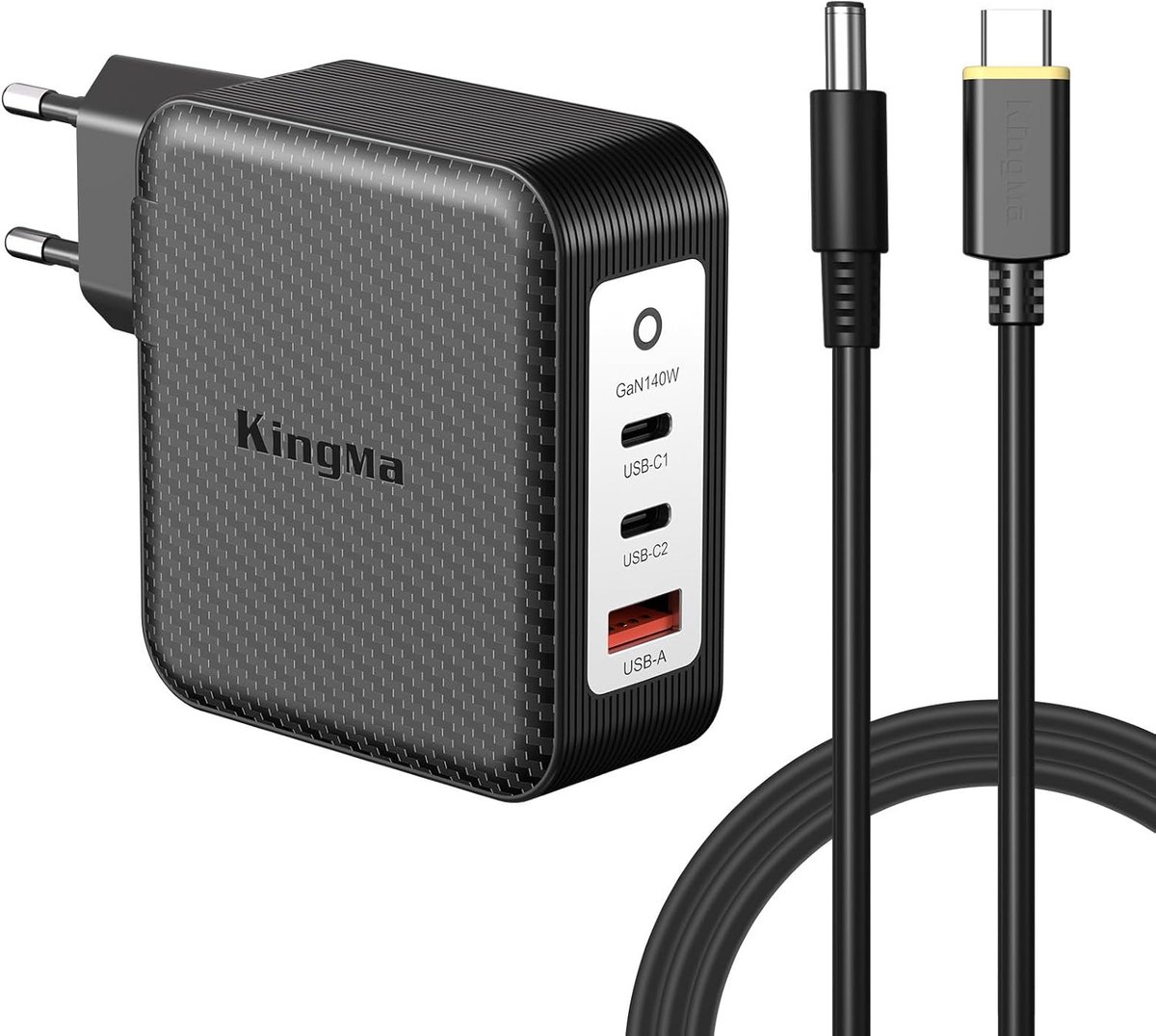 King Ma GaN Laptop Charger, PD 3.1 Fast Charger with Folding Plug and USB-C Cable, 3-Port Portable Charger Compatible - ShopVlot