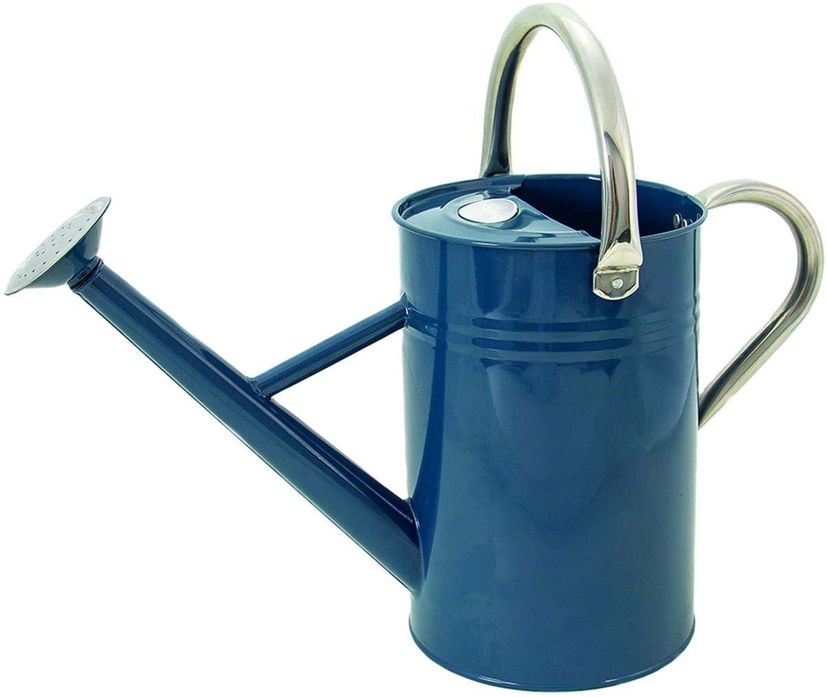 Famanu – Vintage gieter van 4,5 liter in blauw, verzinkte stalen kan van gepoedercoat staal voor dagelijks gebruik, klassieke Engelse stijl met 2 handgrepen