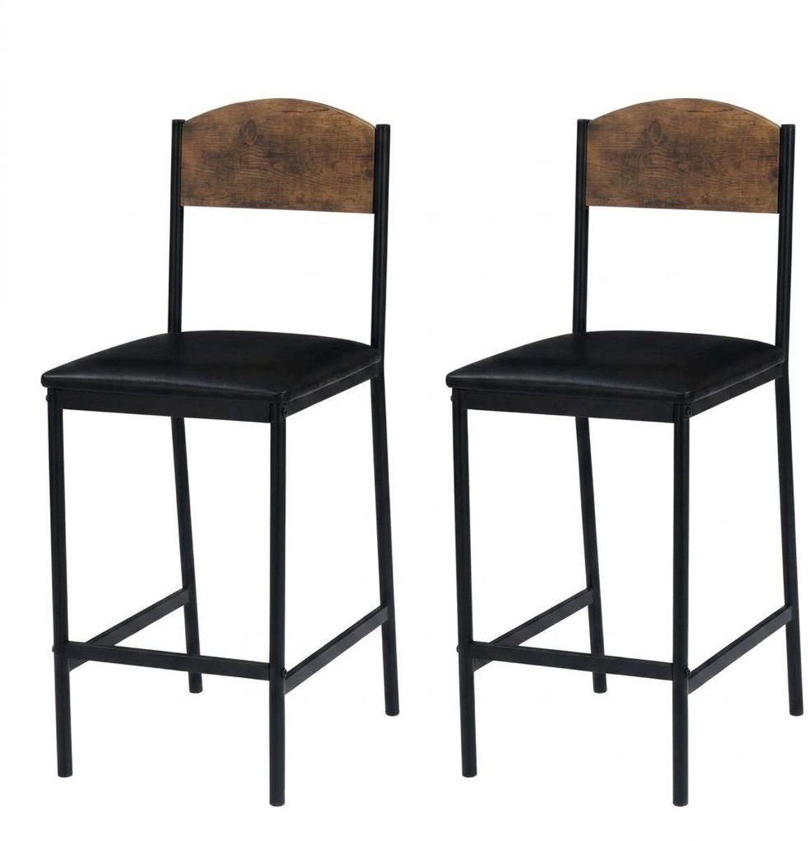 Set van 2 barkrukken, 100cm bartafelhoogte barkrukken met brede comfortabele zitting, moderne vierkante beklede barkruk met rugleuning en voetsteun voor keukeneiland, barblad en eetkamer
