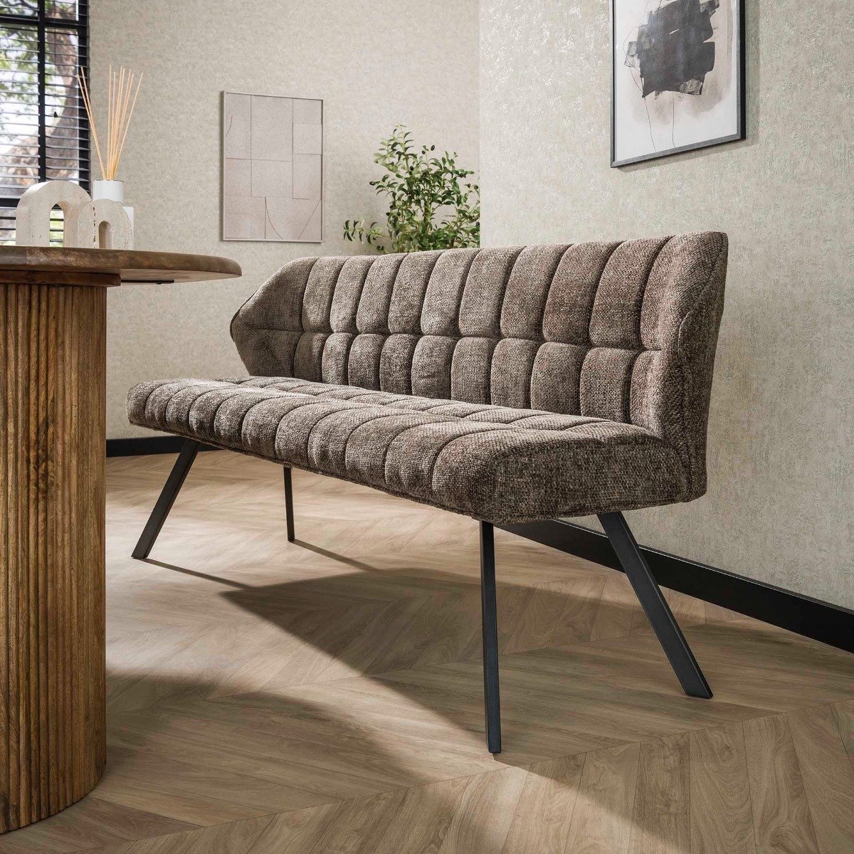Giga Living Giga Meubel Eetkamerbank Raster - Taupe - 180x59x84cm