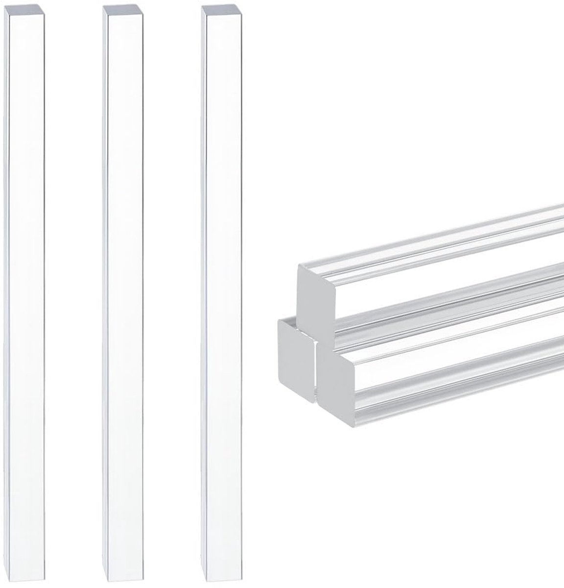 Acryl Staven 250 x 15 x 15 mm - Heldere vierkante kolommen - Perfect voor decoratie - ShopVlot