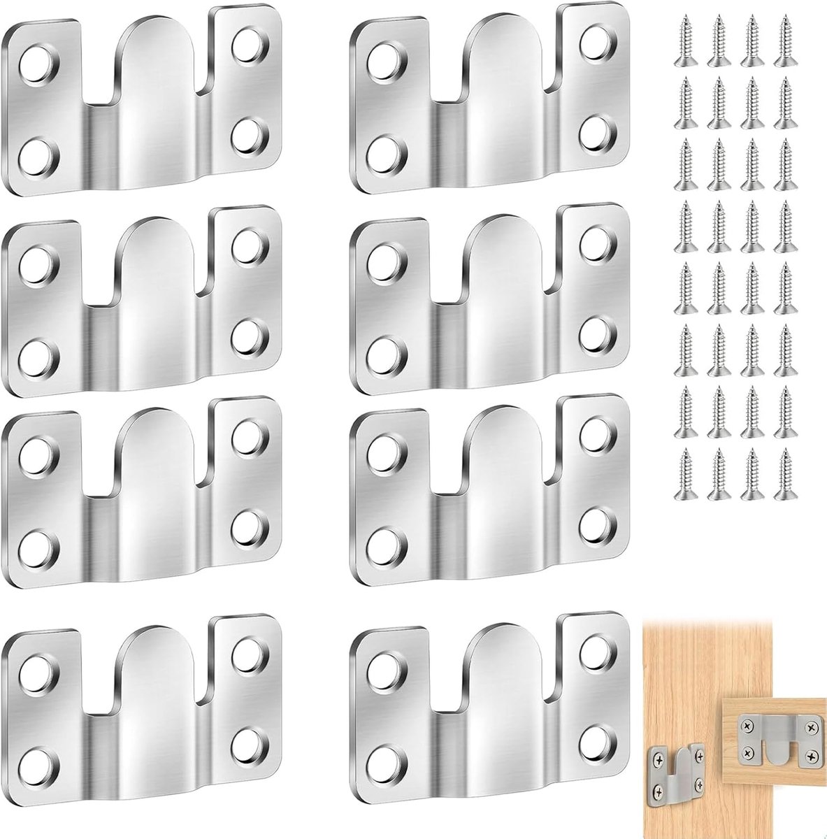 Hulphaken 8 Stuks - RVS Verborgen Koppeling - Voor Wanddecoratie en Meubels - Tot 30 kg Belastbaar - ShopVlot