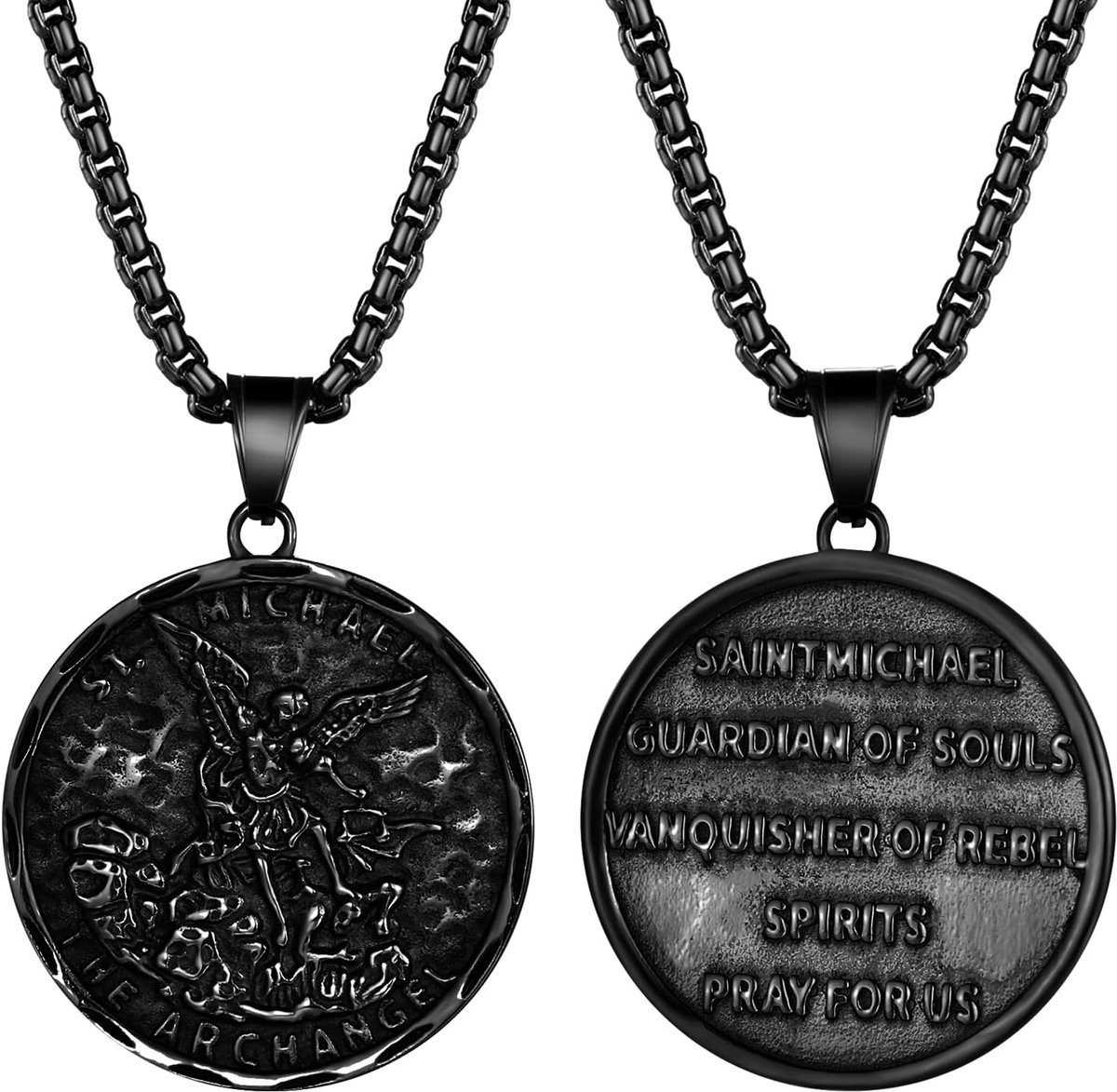 Heren medaille Saint Michael - Zwart zilver - Bescherming - Geluksamulet - ShopVlot