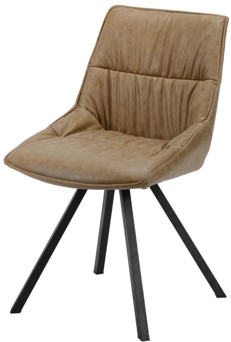 Giga Meubel Eetkamerstoel Vierpoot - Bruin PU Leer - Zithoogte 46cm - Set van 4