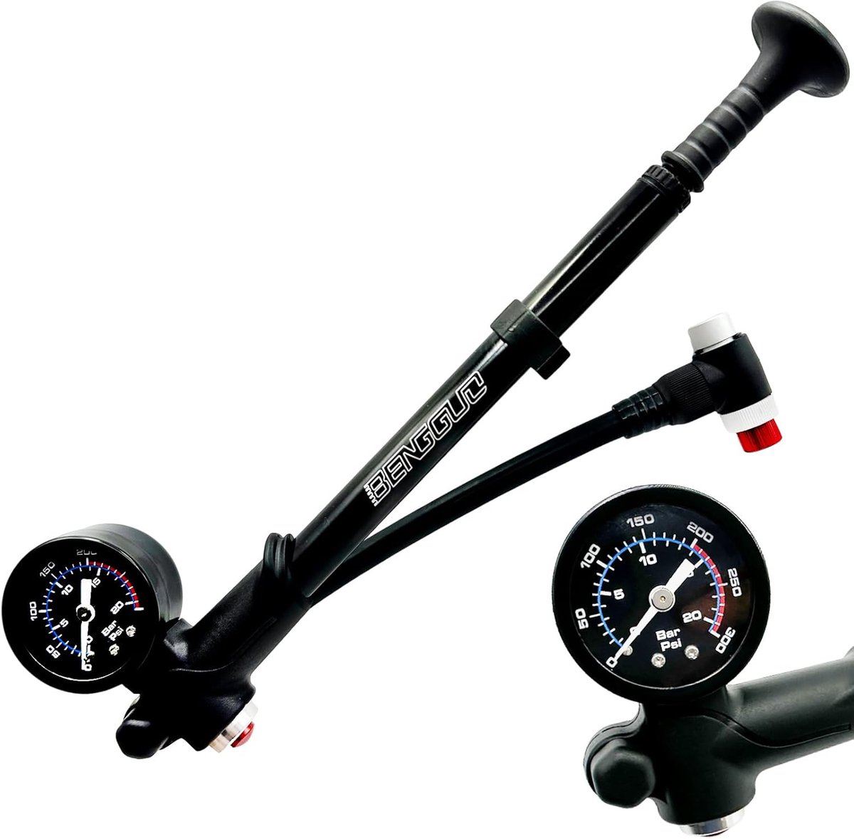 Fietspomp 3 in 1 - Dämpferpumpe max 300 PSI - Met manometer - Voor MTB en racefiets - ShopVlot