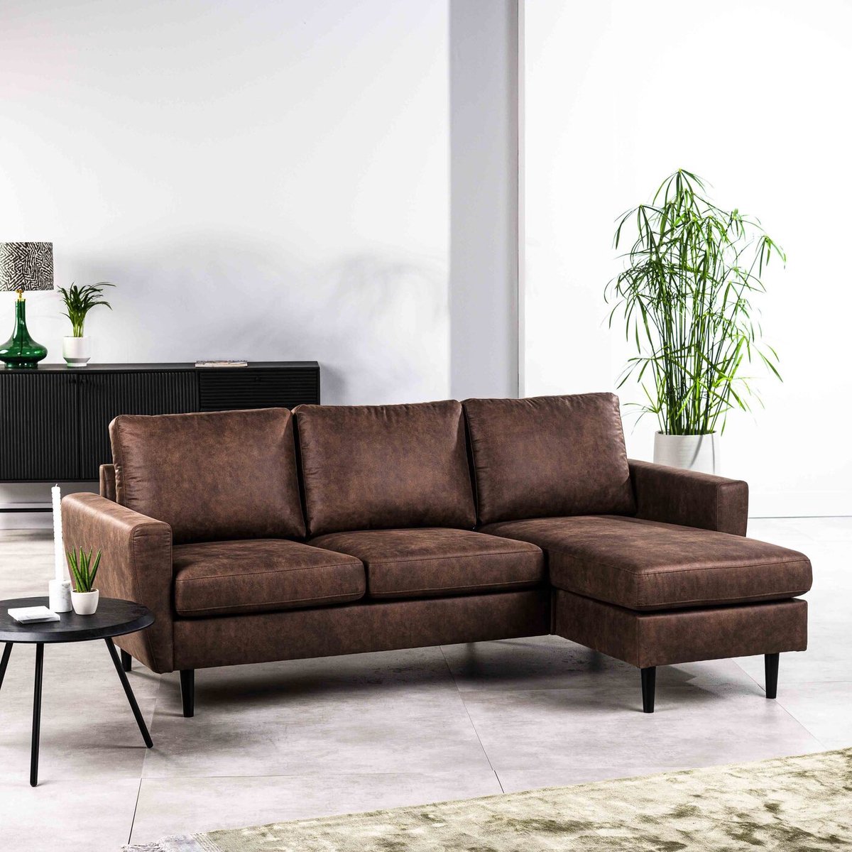 Bank 3-Zits Bruin - Stof - 204x133x82cm - Bank Tiverton Savannah - Giga Meubel