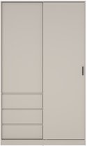 Kledingkast met Schuifdeur Beige - 2-deurs met 3 lades - MDF - 118,5x60x200cm