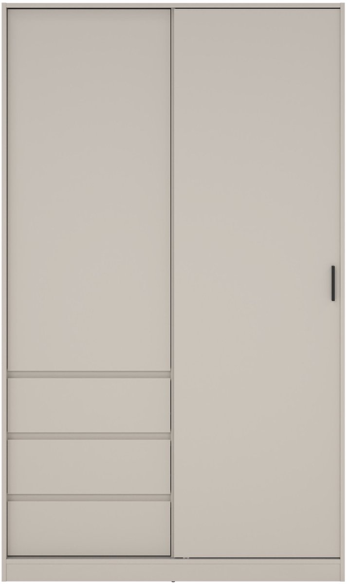 Giga Living Kledingkast met Schuifdeur Beige - 2-deurs met 3 lades - MDF - 118,5x60x200cm