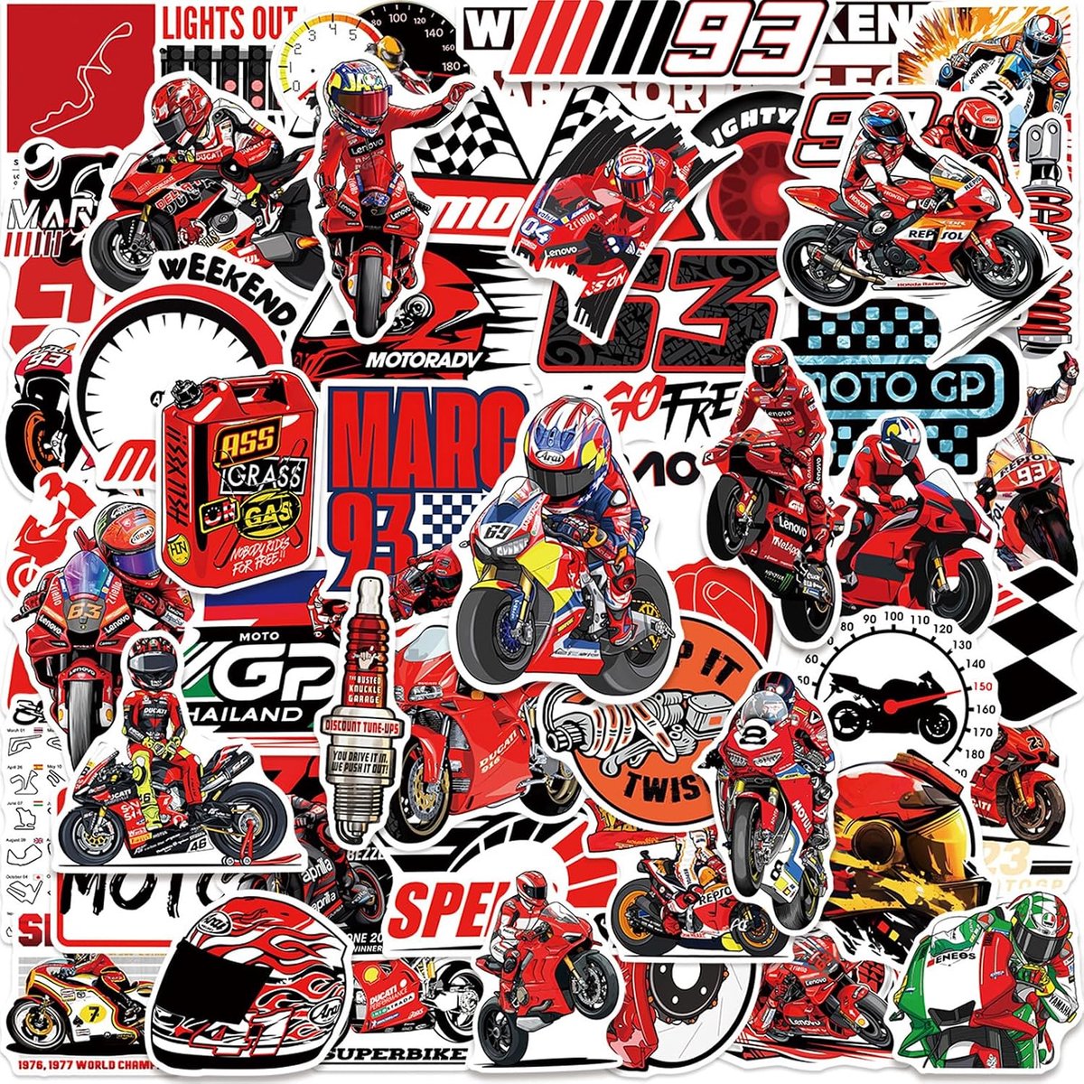 Motorstickers 100 stuks - vinyl stickers - waterdicht en zonbestendig - voor laptop en bagage - ShopVlot