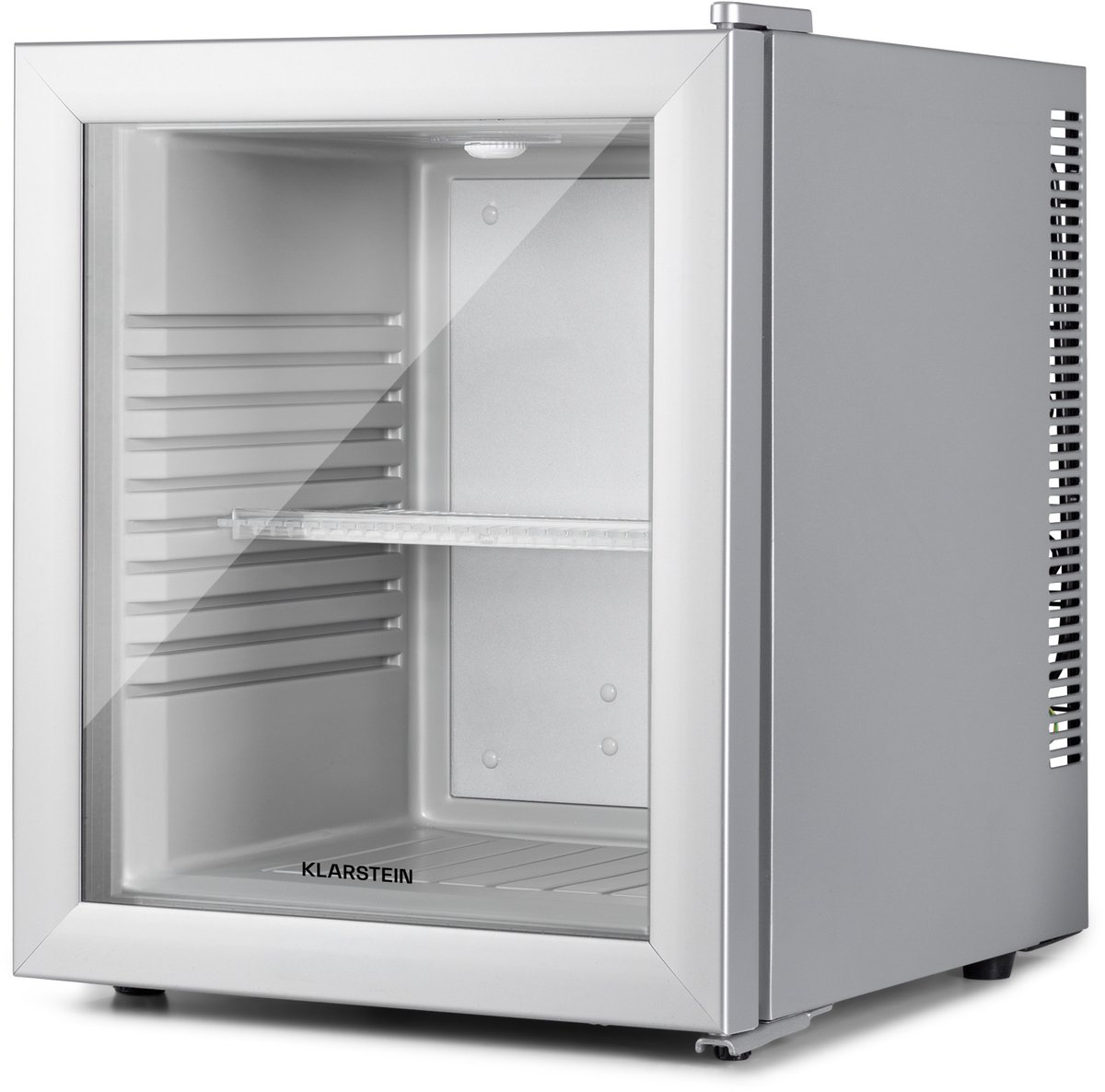 Klarstein Koelkast, Minikoelkast met glazen deur, Minikoelkast voor drankjes, snacks & cosmetica, Koelkast klein & stil, Verstelbare schappen, Kleine skincare koelkast 12-18°C, 30L