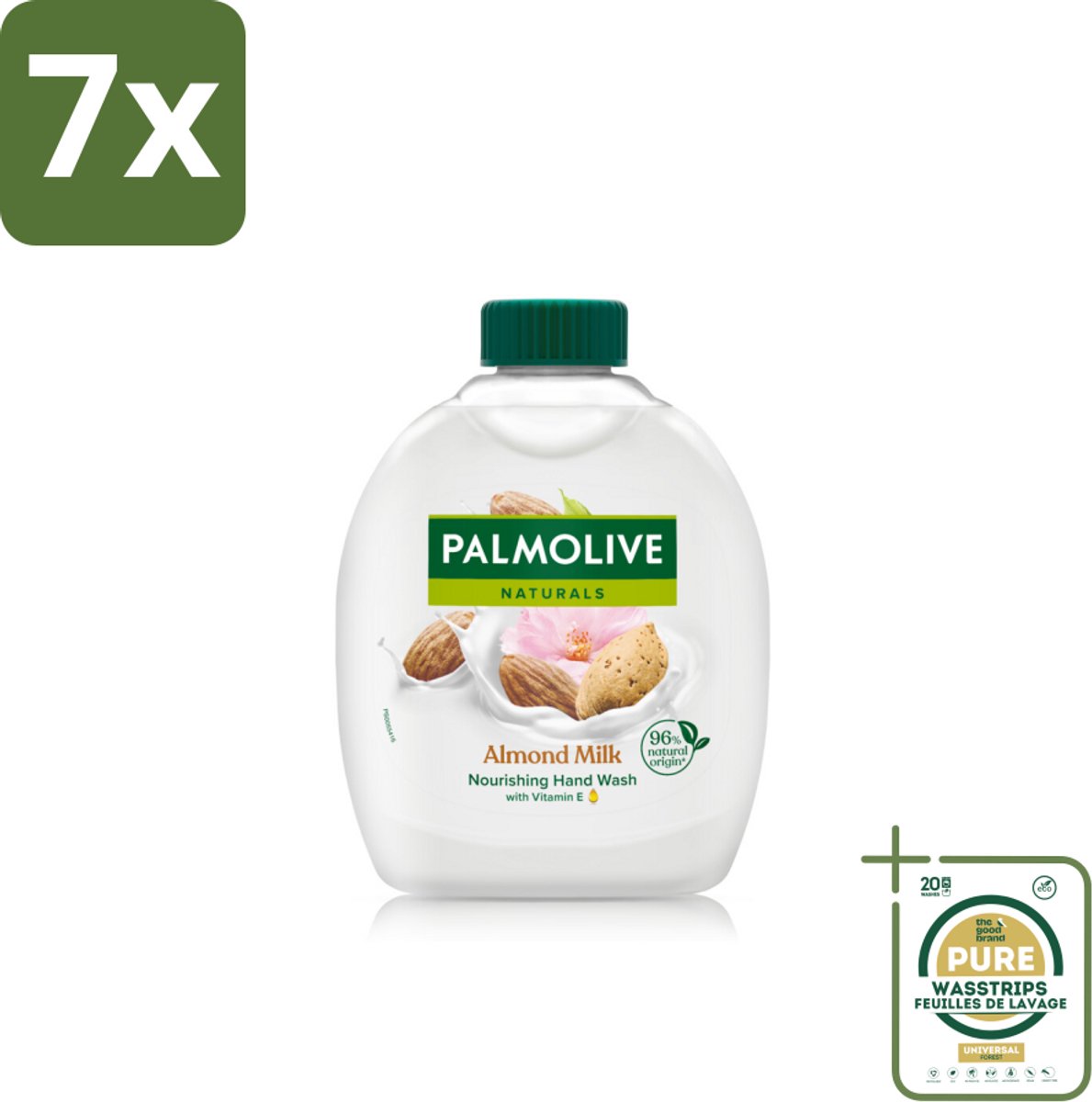 7 x Palmolive - Amandelmelk - Handzeep Navulling - Zacht & Hydraterend - 300 ml - Grootverpakking - Handzeep Navulling - Melk En Amande - Natuurlijke Handzeep - Handen Verzorgen - Hydraterende Handzeep