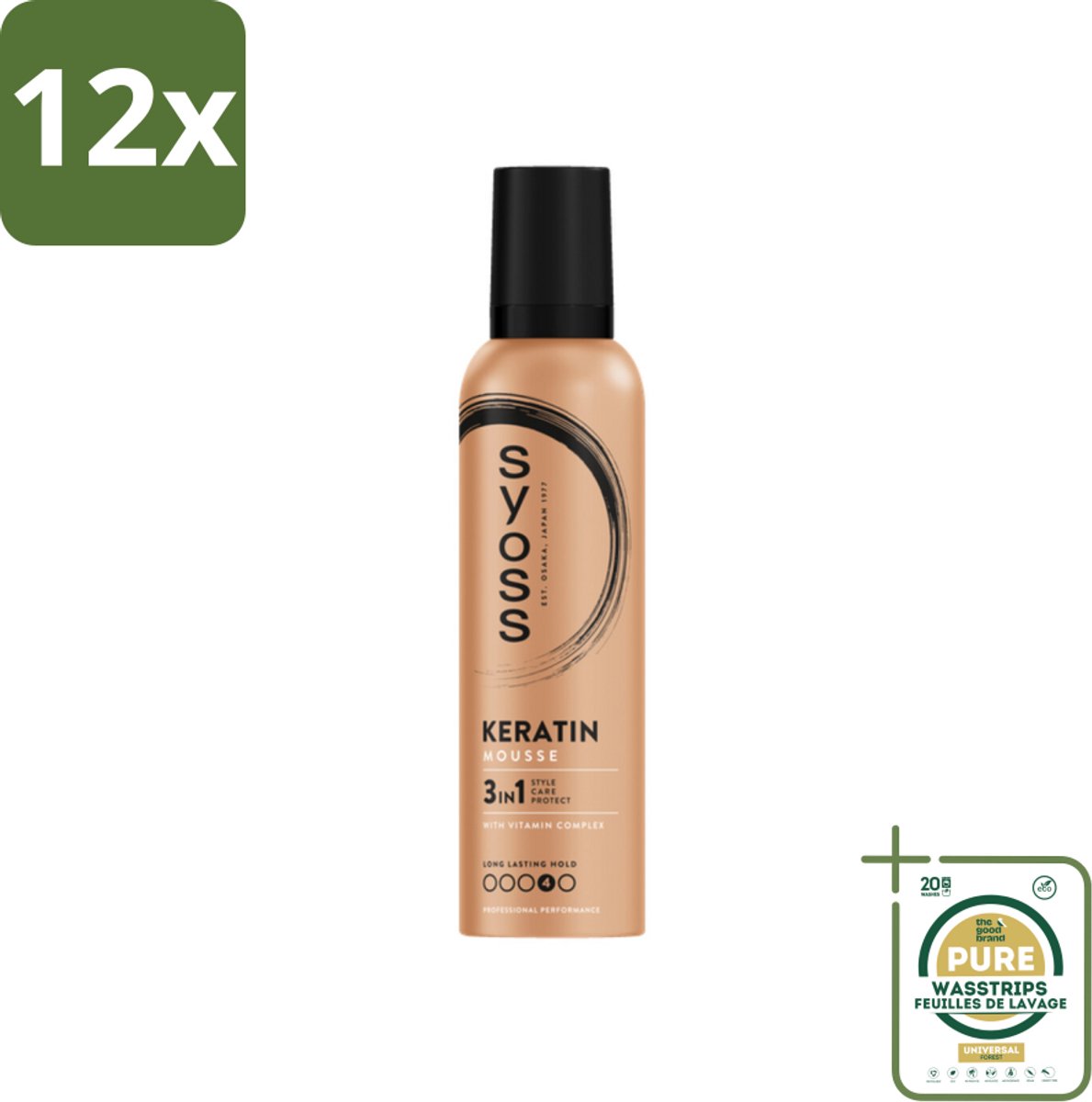 Syoss - Keratin - Haarmousse - Versterkt Haarvezels - 250 ml - Voordeelverpakking - 12 stuks - Keratin mousse - Haarversterking
