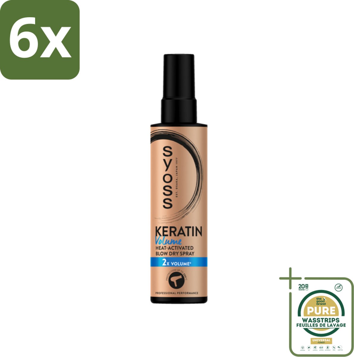 Syoss - Keratin & Volume - Heatprotection Spray - Dubbele Bescherming - 200 ml - Voordeelverpakking - 6 stuks - Haarverzorging - Föhnen