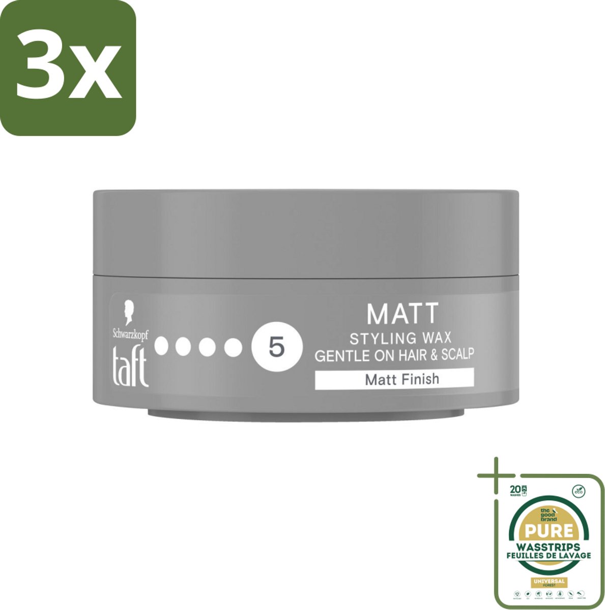 3 x Taft - Matt 5 - Styling Wax - Matterende finish - 75 ml - Grootverpakking - Matte Wax - Styling Wax - Haarspray - Haartype - Haartypen