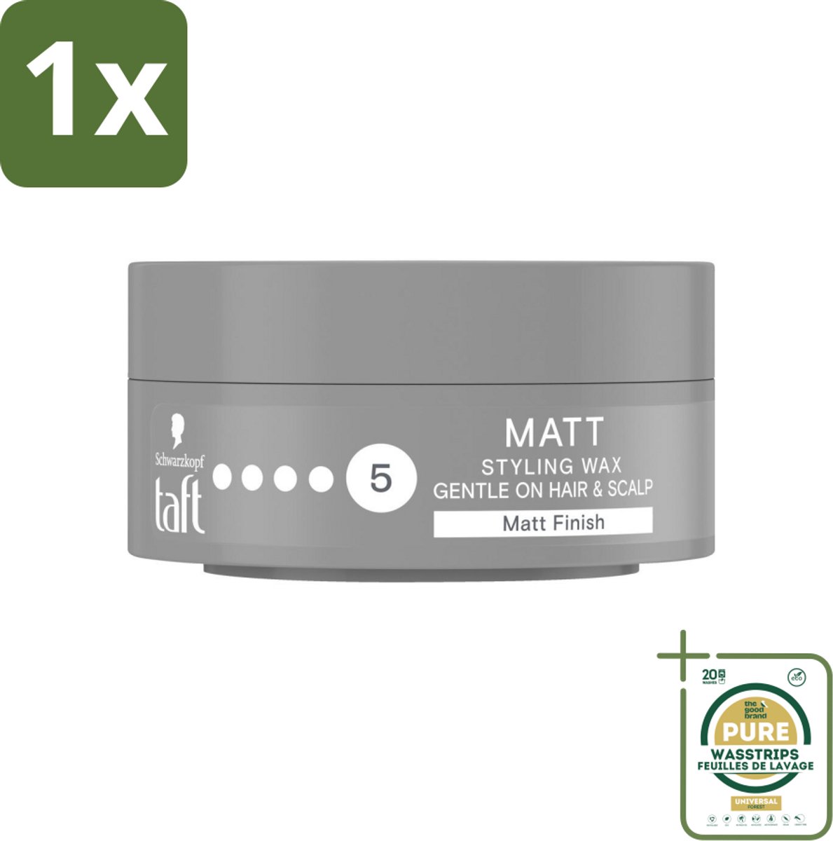 1 x Taft - Matt 5 - Styling Wax - Matterende finish - 75 ml- Matte Wax - Styling Wax - Haarspray - Haartype - Haartypen